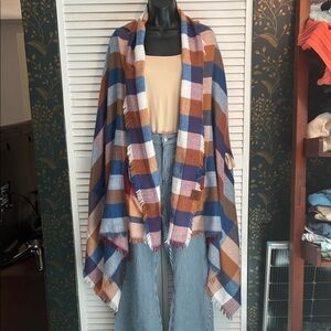 C.C Exclusives Red and Blue Plaid Shawl